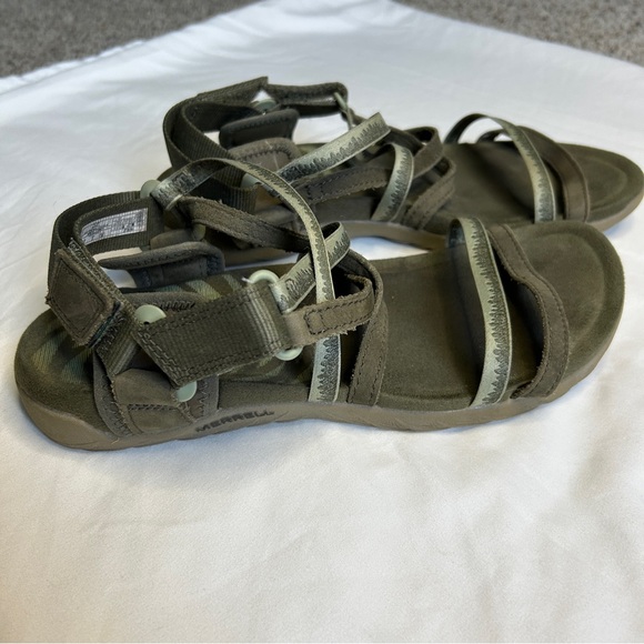 Merrell Womens Size 7 Terran 3 Cush Lattice Olive Open Toe Strappy Sandals Shoes - Picture 6 of 8